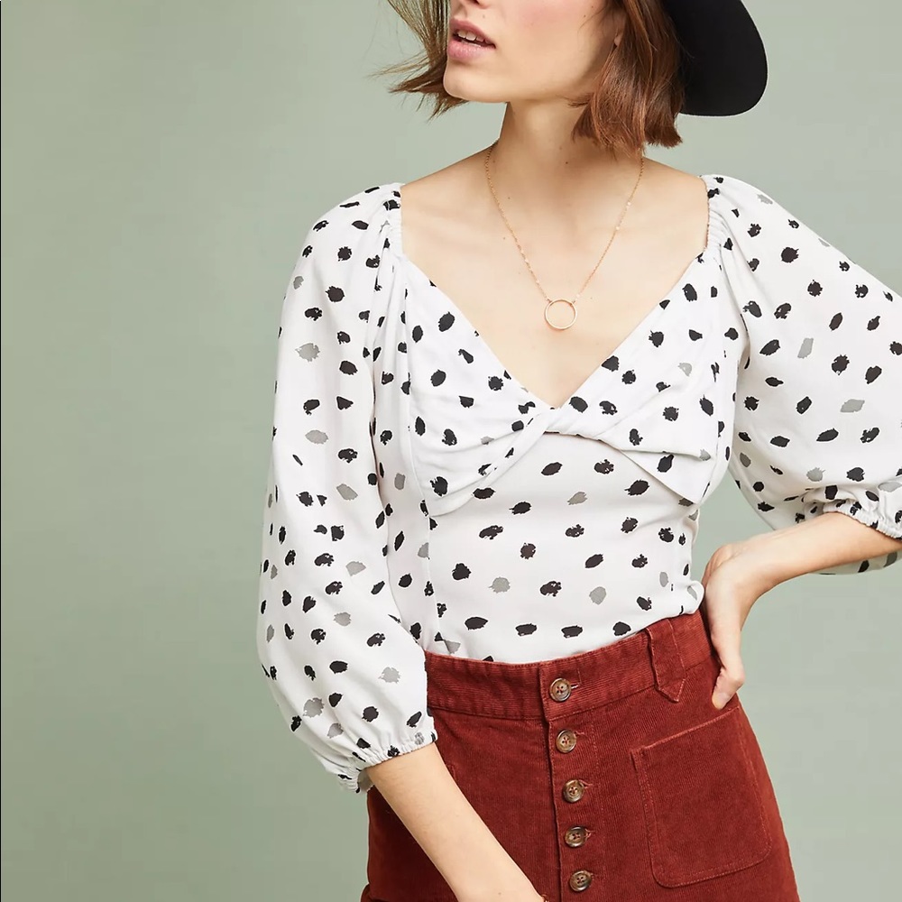 Anthropologie Polka Dot FRANCOISE BLOUSE/Top